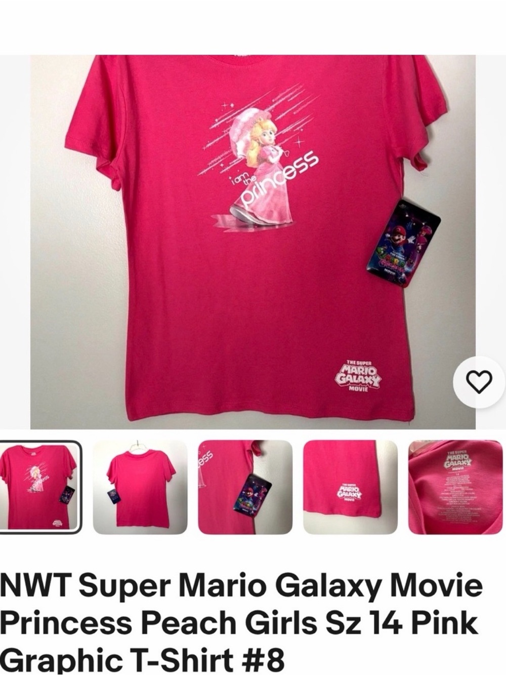Nintendo Girls Princess Peach Pink Pajama Top